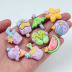 10/100pcs Cartoon Beach Umbrella Slippers Series Decorated Flatback Resin DIY Cabochon Crafts Supplies Hair Clips Decor Material