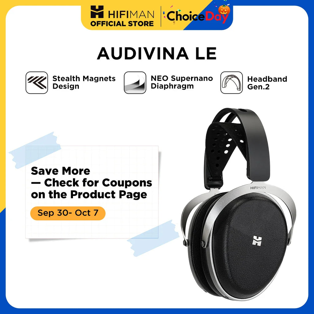 HIFIMAN AUDIVINA LE Stealth Magnet Over-Ear Full-Size Planar Magnetic Hi-Fi Headphones