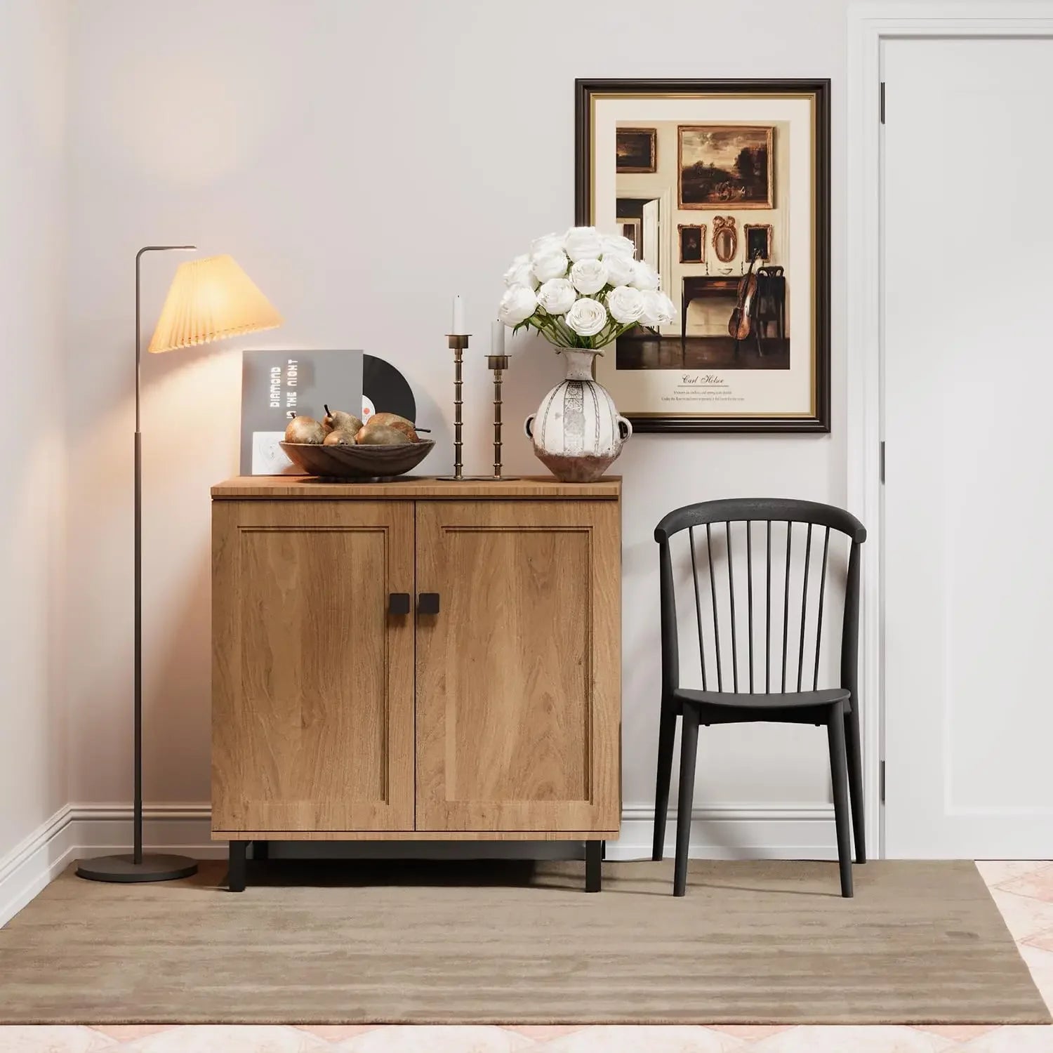 Buffet Sideboard Cabinet Farmhouse Modern 3 in1 Storage Cabinet with Adjustable Shelves for Kitchen, Coffee Bar, Living Room