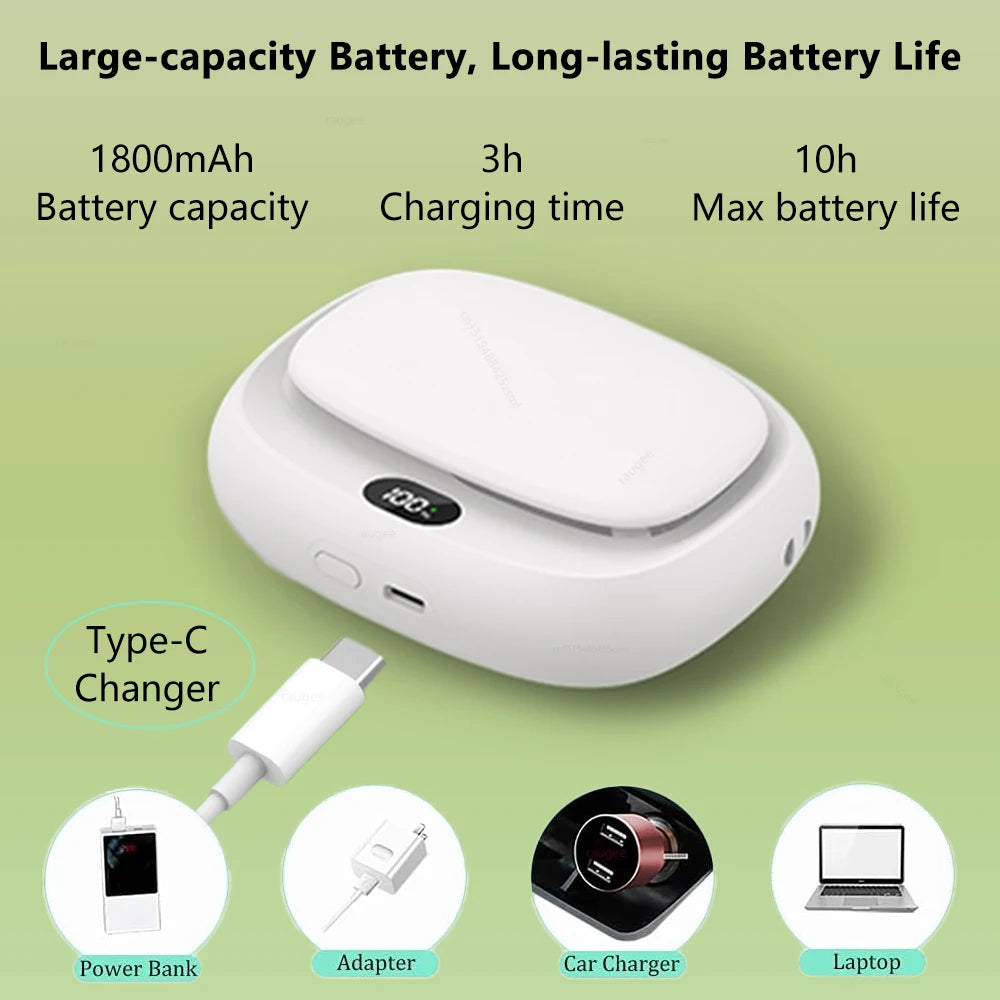 Portable Waist Clip Fan Rechargeable Mini Hanging Neck Fan 5 Speed Adj