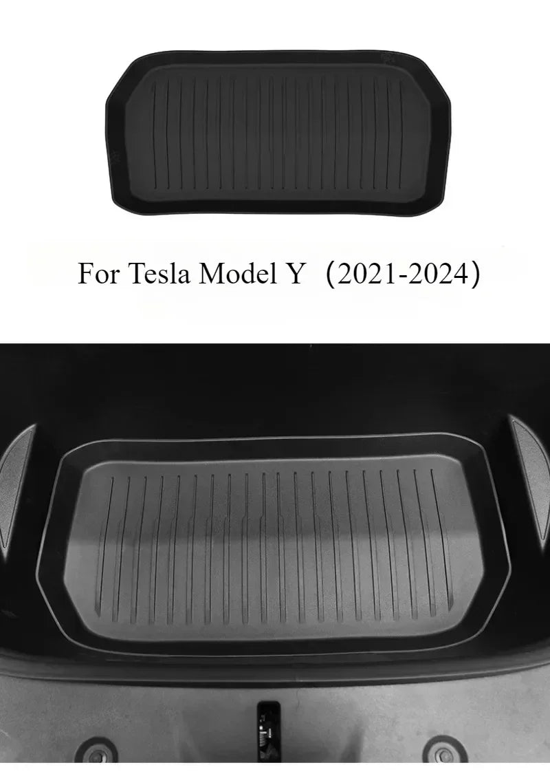For Tesla Model Y 2021-2024 TPE Front Rear Trunk Frunk Floor Mat Storage Waterproof Protective Pad Car Decoration Accessories