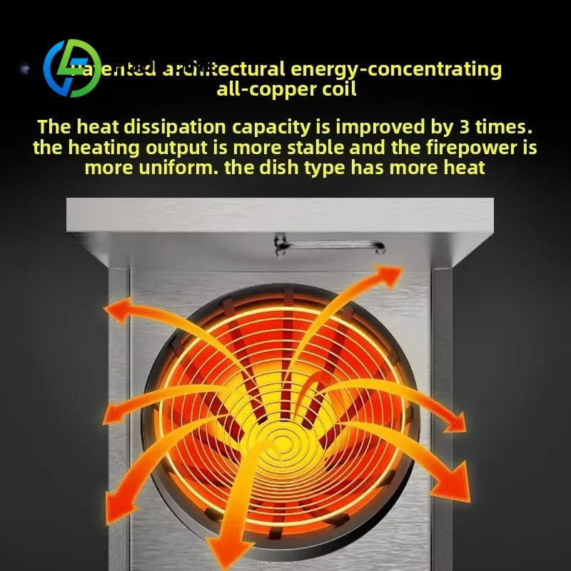 Customized Stainless Steel Restaurant Industrial Kitchens Round Frying Stove Large Electric Stir Fry Commercial Induction Cooker