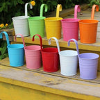 10pcs/set Metal Bucket Planter Wall-Mounted  Flower Pot for Balcony - Indoor/Outdoor Garden Decor with Hanging & Drainage Holes