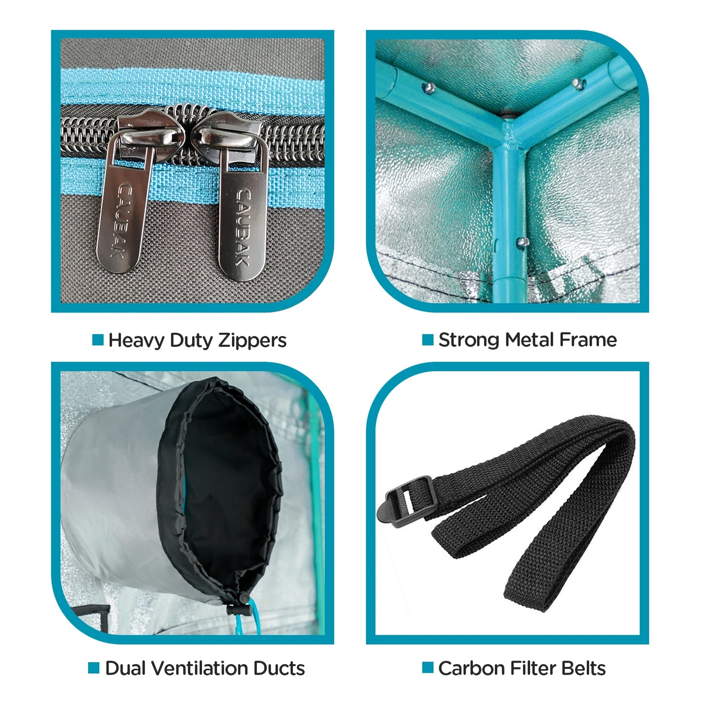 CAU 60x60x120cm Indoor Garden Greenhouse, Plant Growth Tent, Detachable Floor Tray and Toolkit (Blue-edged Blue Iron Pipes)