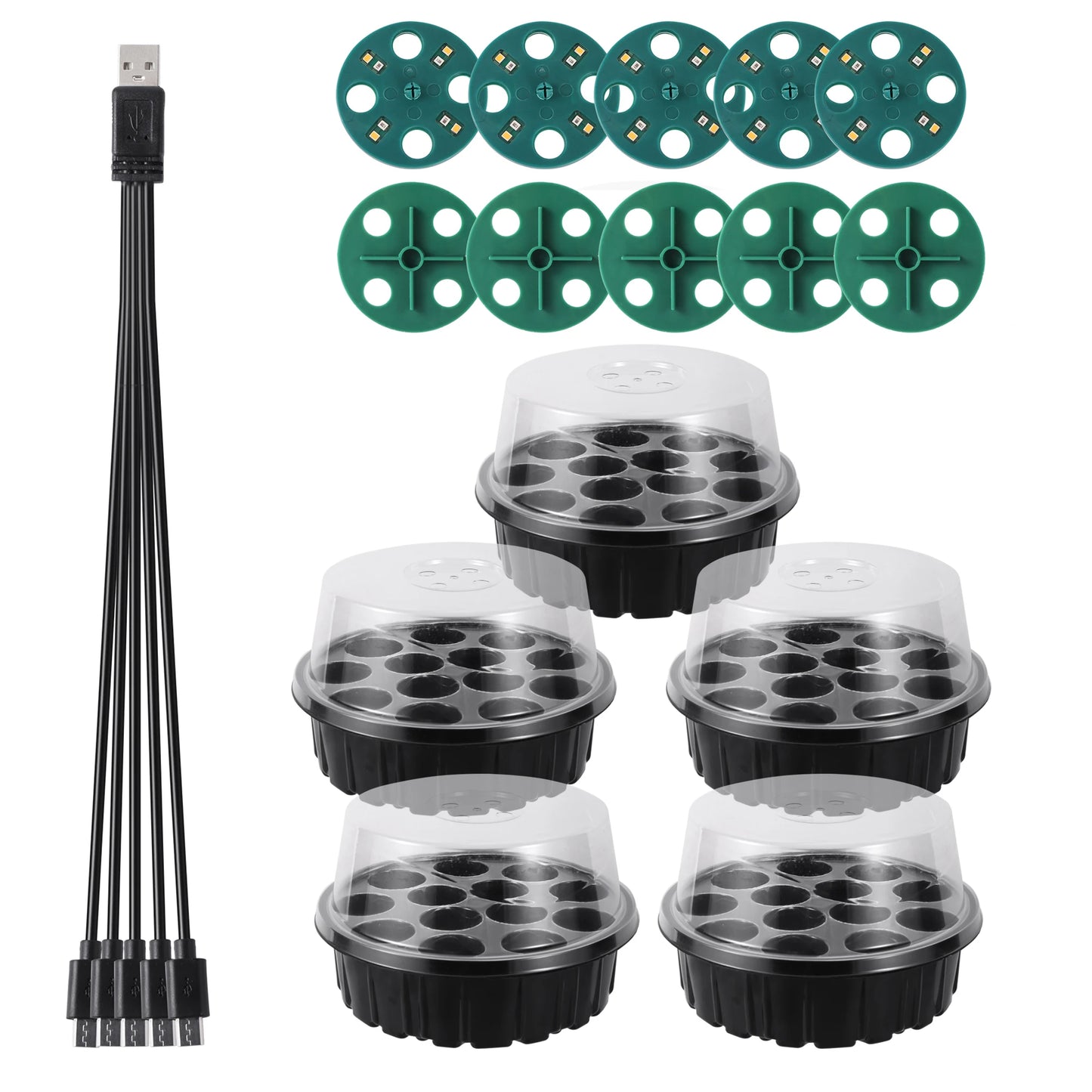 5 Sets Plastic Nursery Pot 13 Holes Seed Grow Planter Box Greenhouse Seeding Garden Seed Pot Tray plant Seedling Tray With Lids