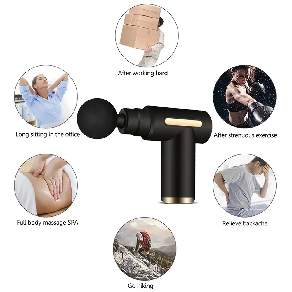 Mini Fascia Massage Gun - Electric Body Massager with 4 Heads for Relaxation & Fitness | AlluCanFind