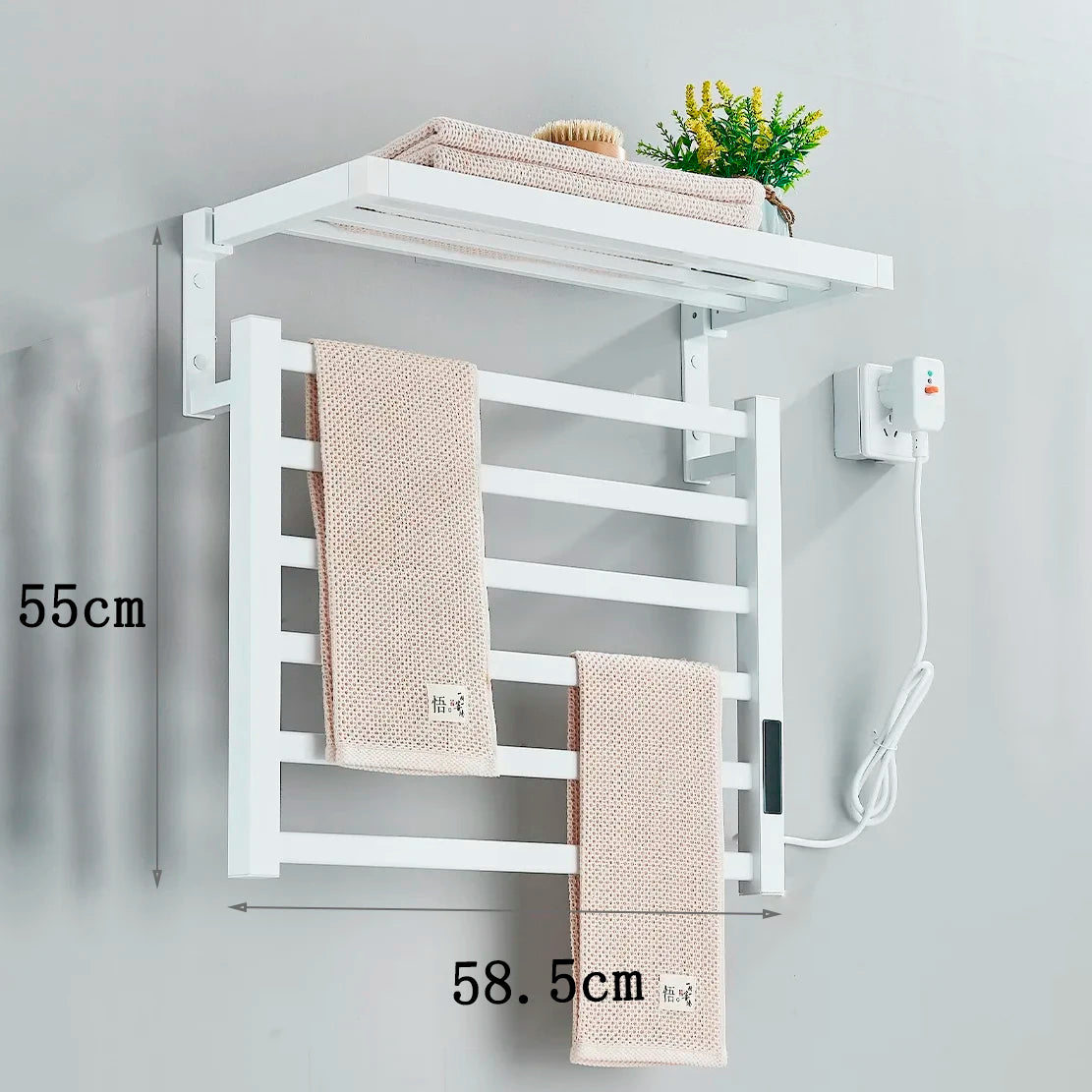 Matte Black Bathroom Electric Heated Towel Rack with Digital Display Touch Thermostatic Dry Towel 304 Stainless Steel Heater