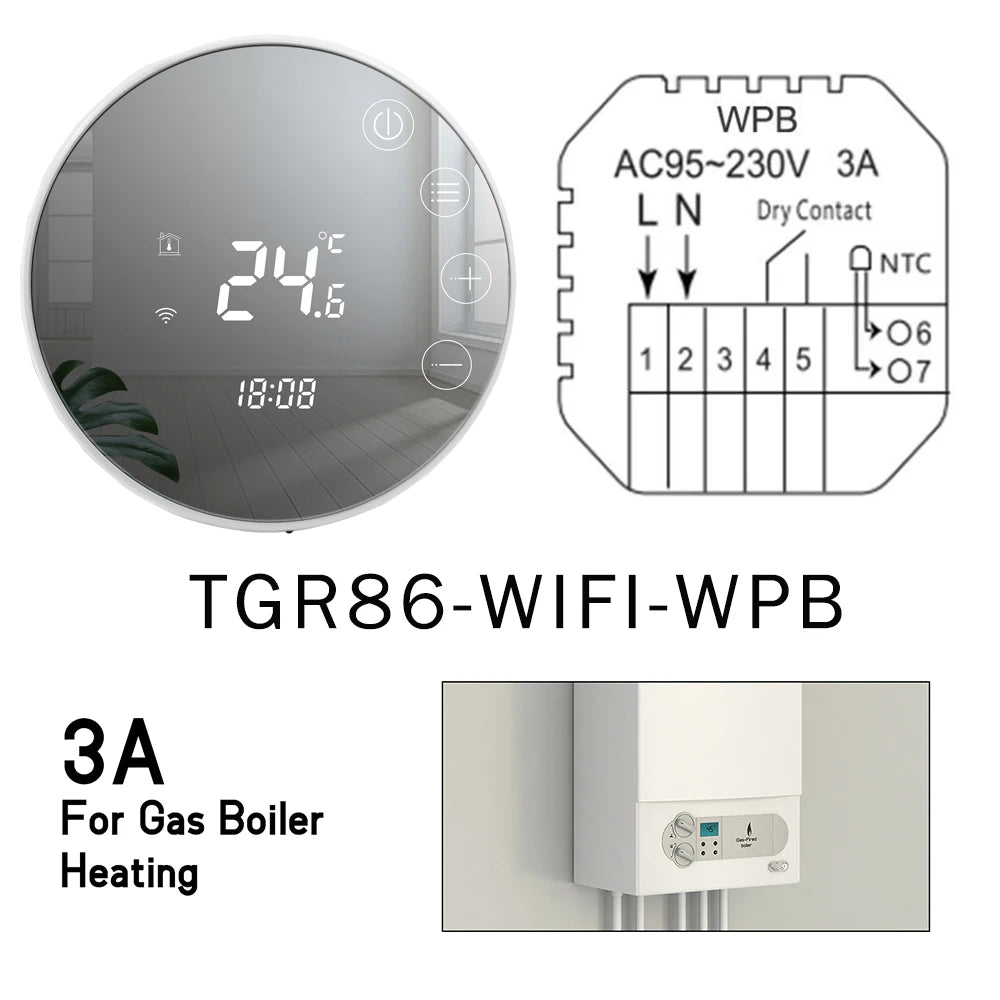 Beok Tuya Smart Thermostat Wifi Eletric Underfloor/ Water Gas Boiler Heating Room Temperature Controller Works with Alice Alexa