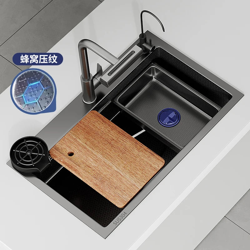 Thickened 304 Stainless Steel Kitchen Sink Large Single Sink Household Sink Dishwasher Dishwasher