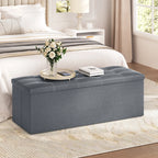 Foldable Stool Home Ottoman Seat Bench Chest with Storage Space Organizer Box Living Room Furniture