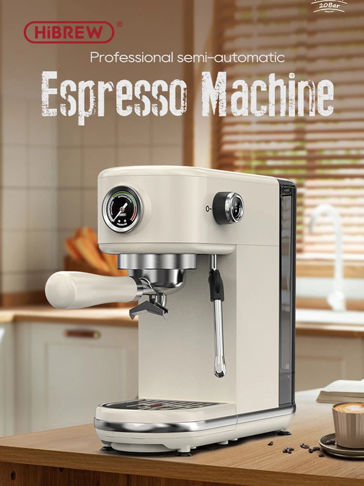 HiBREW 20Bar Semi Automatic Espresso Coffee Machine Temperature Adjustable Cold/Hot Super Slim Coffee Maker Cappuccino H10B