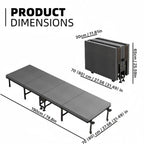 75英寸 Heavy Duty Folding Bed, Thickened Iron Frame, Portable Folding Bed, Lockable Pulley, Suitable for Office Nap, Hospital Ac
