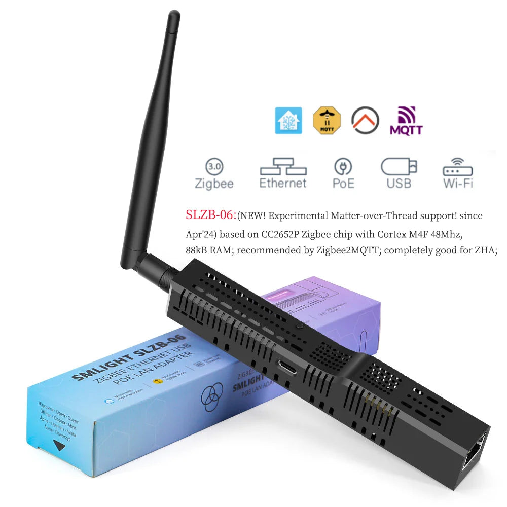 SLZB-06/M/P7/P10/MR1 Zigbee3.0 Gateway Coordinator with PoE Ethernet/USB/WiFi Bridge Compatible Zigbee2MQTT Home Assistant ZHA