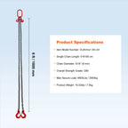 VEVOR 3T Chain Sling 6 ft Heavy Duty Lifting Chains with 2 Leg Grab Hooks G80 for Engine Manual Hoist Lifting Tool