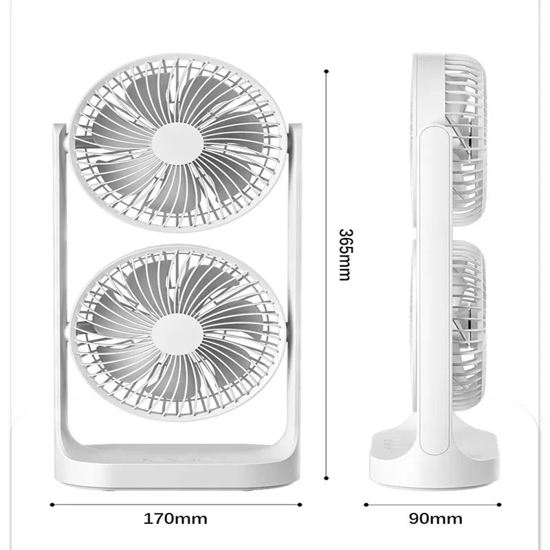 Quiet Desktop Twin Fan: 360°Flexible Rotation, Type C Charging, Multi