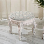 European Fabric Pouf,Modern Round Tea Table Stool, High-Quality Manicure Seat, Living Room Sofa Side Ottoman, Versatile Seating.