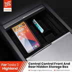 YZ For Tesla Highland Model 3 Y Juniper Center Armrest Hidden Box Holder Console Organizer Car Storage Box  Accessories