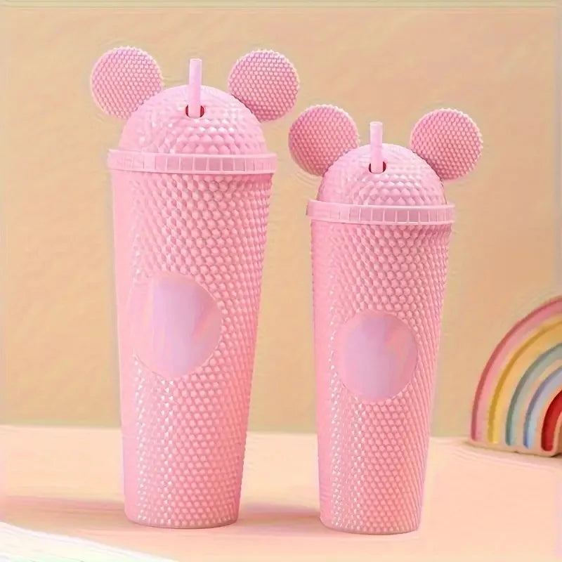 LUSQI 2pcs Water Bottles With Studded Mouse Ear Dome Lids Large And Small Water Cups Summer Winter Drinkware With Straws | AlluCanFind
