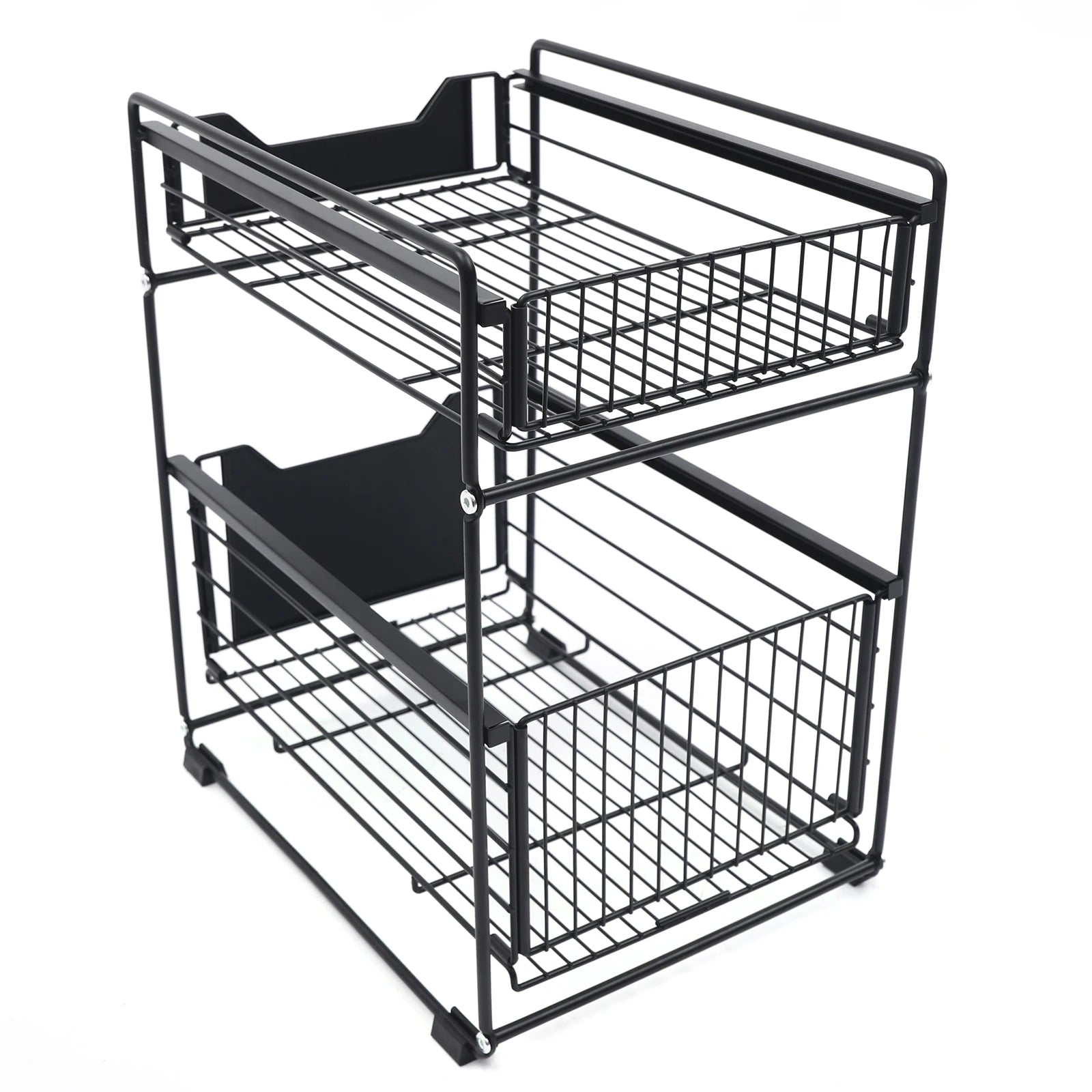 Double-Layer Large Storage Rack Space Saving Rack Organizer Hidden Push-Pull Drawers for Sink Countertops Corners