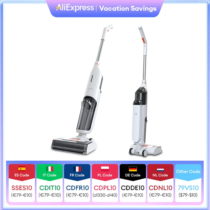 ILIFE W90 Cordless Wireless Wet Dry Smart Mop Washing , 5500Pa Suction, 1 Min Self Cleaning, Large Dual Water Tank