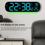 14'' LED Wall Clock Digital  Alarm Clock With Remote Control RGB Ambient Lights Dual Alarm Wall Clock for Living Room Home Decor