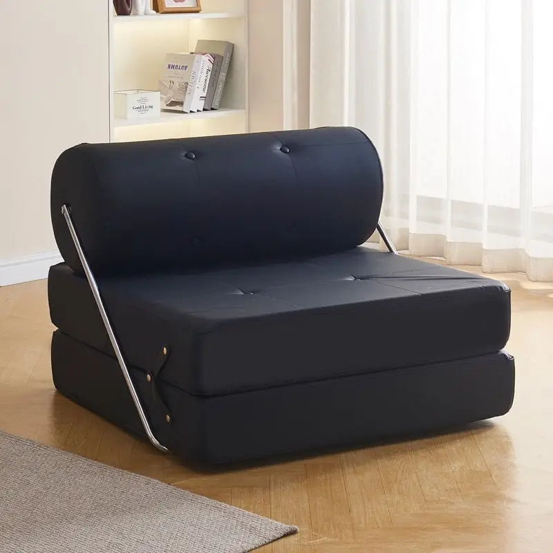 Wuli House Lazy Sofa Small Unit Single Sofa Living Room Tofu Block Cream Wind Folding Three Purpose Sofa Bed Home 2024 New Sales