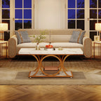 Tribesigns Rectangle Coffee Table, 47.24-inch Modern Coffee Tables for Living Room, 2-Tier Faux Marble Wood Coffee Table