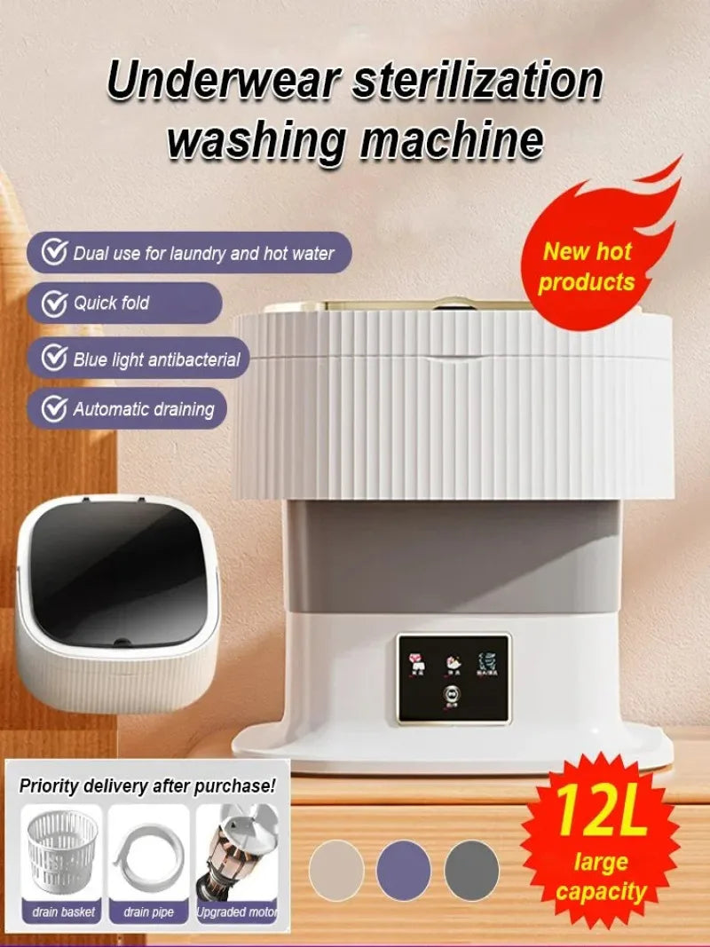 12L Large Capacity Fully Automatic Mini Folding Washing Machine Mini W