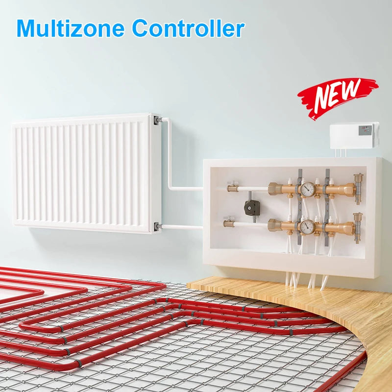 Tuya Smart  WiFi Gas Boiler Water Floor Heating  Thermostat Wire Wiring Central Hub Controller Actuators with LED Indicators