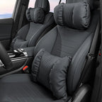 Summer Car Headrest Lumbar Nappa Leather Support Pillow Set Soft Comfortable Breathable Car Neck Pillows Car Seat Accessories