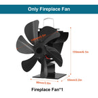 6 Blade Heat Powered Stove Fan Mini Fireplace Fan Log Wood Burner Eco-fan Quiet Fireplace Fan Heater Efficient Heat Distribution