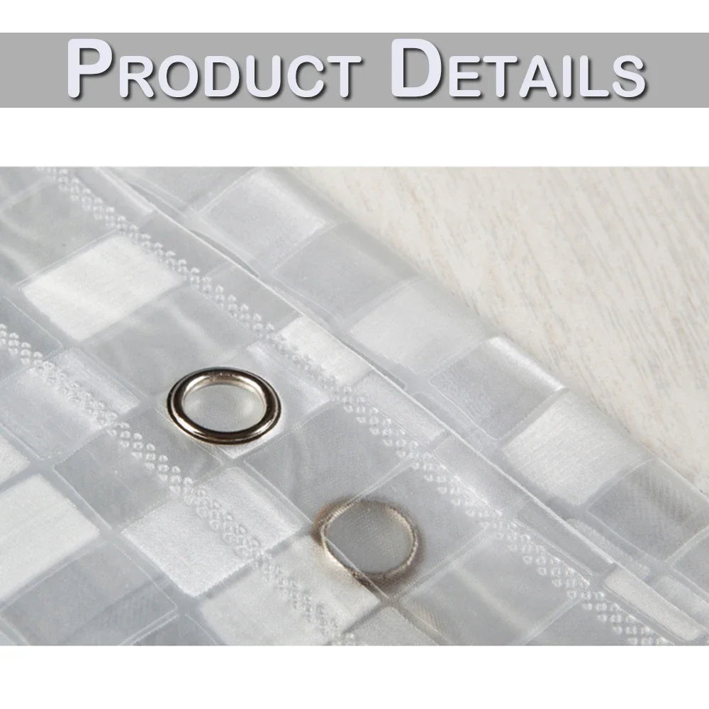 3D Transparent Shower Curtains PVC Bathroom Curtains with Hooks Waterproof Clear Bath Curtains for Bathroom Shower Curtain