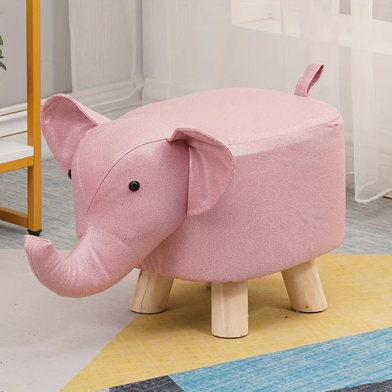 1 Elephant Stool Children's Animal Stool Cute and Creative Elephant Stool Solid Wood Technology Cloth Perfect for Living Room