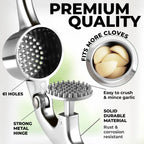 Kitchen Large Premium Garlic Press Set - Bigger Bowl for Bigger Garlic - Rust Proof & Dishwasher Safe Garlic Mincer Tool