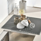 Kitchen Dish Drying Silicone Mat Raised Stripes Outlet Design Countertop Sink Draining Pad Non-slip Tableware Insulating Mat