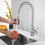 Stainless Steel Kitchen Pull-out Faucet Hot and Cold Household Splash-proof Sink Telescopic Sink Washing Basin Faucet