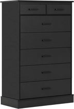 Black Dresser for Bedroom, Tall 7 Drawer Dresser with Sturdy Base, Wood Storage Tower Clothes Organizer, Large Storage Cabinet