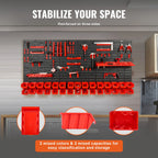 SucceBuy Wall Mounted Storage Bins 30/48-Bin Parts Rack Organizer Garage with Wall Panels Hooks Plastic Shop Tool