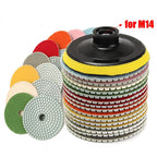16pcs 4 inch 100mm Diamond Polishing Pads Kit Wet/Dry for Granite Stone Concrete Marble Polishing Use Grinding Discs Set