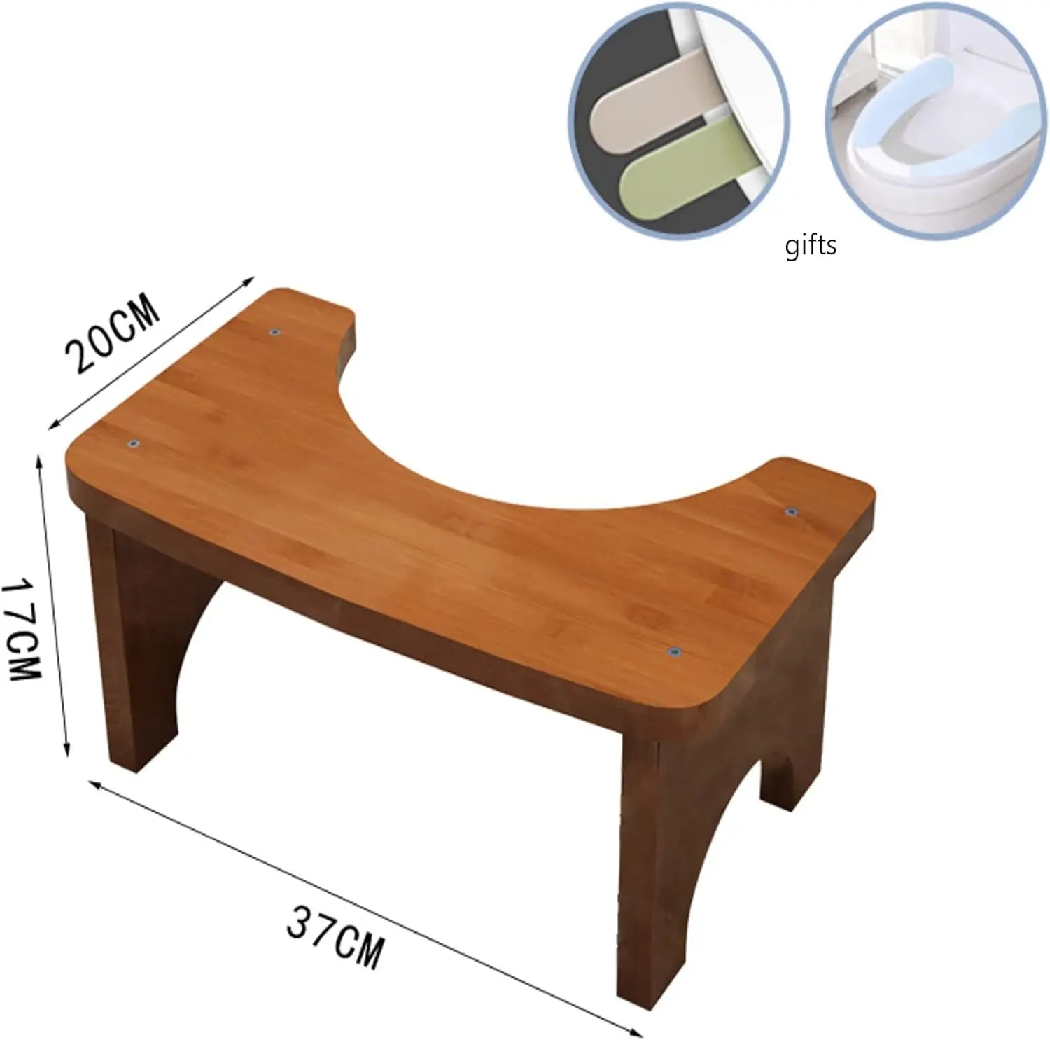 No Installation Not-Slip Bathroom Toilet Stool Upgrade Bamboo Squatting Toilet Stool for Adults Children