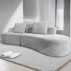 98" Curved Sofa with Half Moon Design, Sofa Bed with 2 Throw Pillows & 4 Seaters for Living Room, Office & Apartment