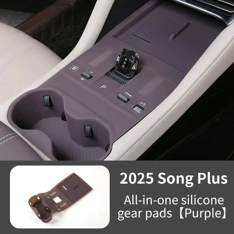 For Byd Song Plus Seal U Dmi Ev 2025 Car Central Control Gear Wireless Water Cup Silicone Mat Waterproof Protector Pad Anti-slip