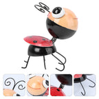 Cute Wrought Iron Ladybug Ornaments Miss Toys Fairy Garden Sculpture Yard Decor Bugs