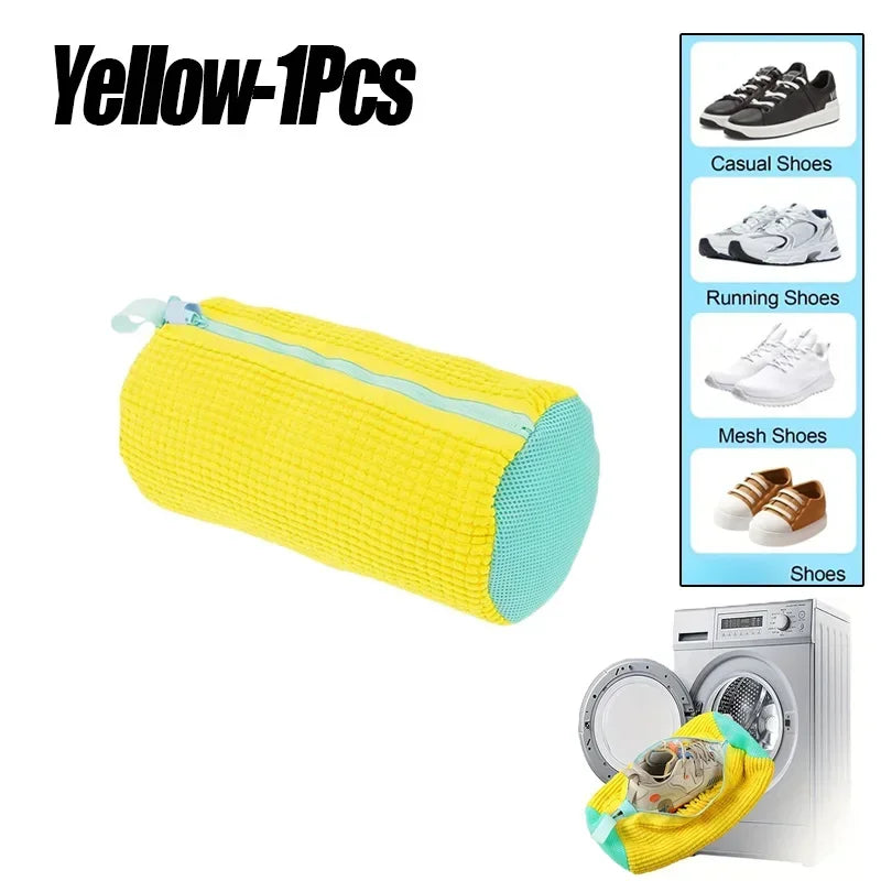 Machine Washable Shoe Washing & Drying Bag with Soft Fiber - Durable Polyester Laundry Protector for Shoes Adjustable Strap