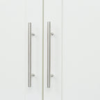 High wardrobe and kitchen cabinet with 2 doors, 2 drawers and 5 storage spaces,white