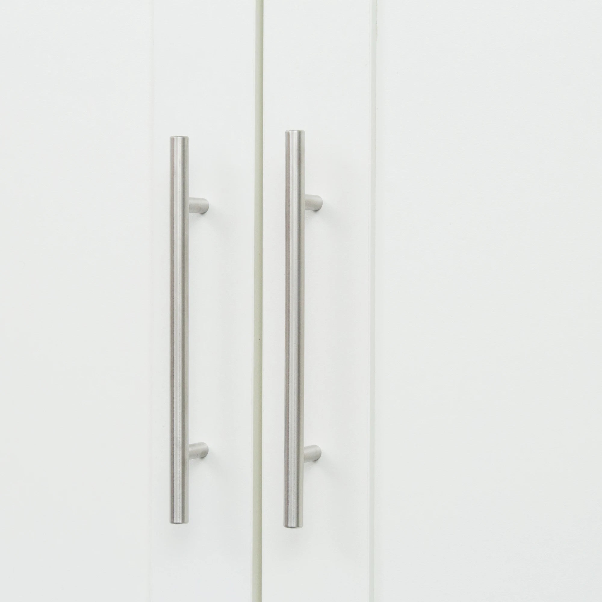 High wardrobe and kitchen cabinet with 2 doors, 2 drawers and 5 storage spaces,white