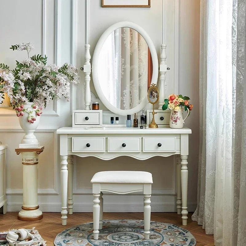 Postmodern Storage Wood Vanity Table Beige Make Up Organizer Bedroom Dresser Salon Compact Space Saving Nordic Trendy Furniture