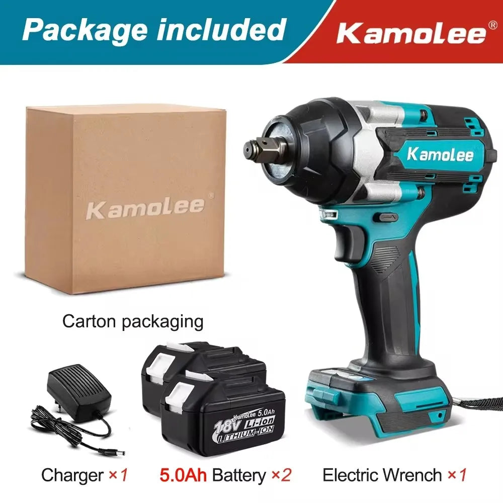 Kamolee 1800 N.M high torque wireless charging impact wrench 1/2inch brushless electric wrench compatible with Makita18V battery