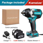 Kamolee 1800 N.M high torque wireless charging impact wrench 1/2inch brushless electric wrench compatible with Makita18V battery