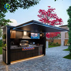 Customized Factory Design Luxury Stainless Steel Outdoor Kitchen Cabinets Shed Modern Kitchen with BBQ Grill
